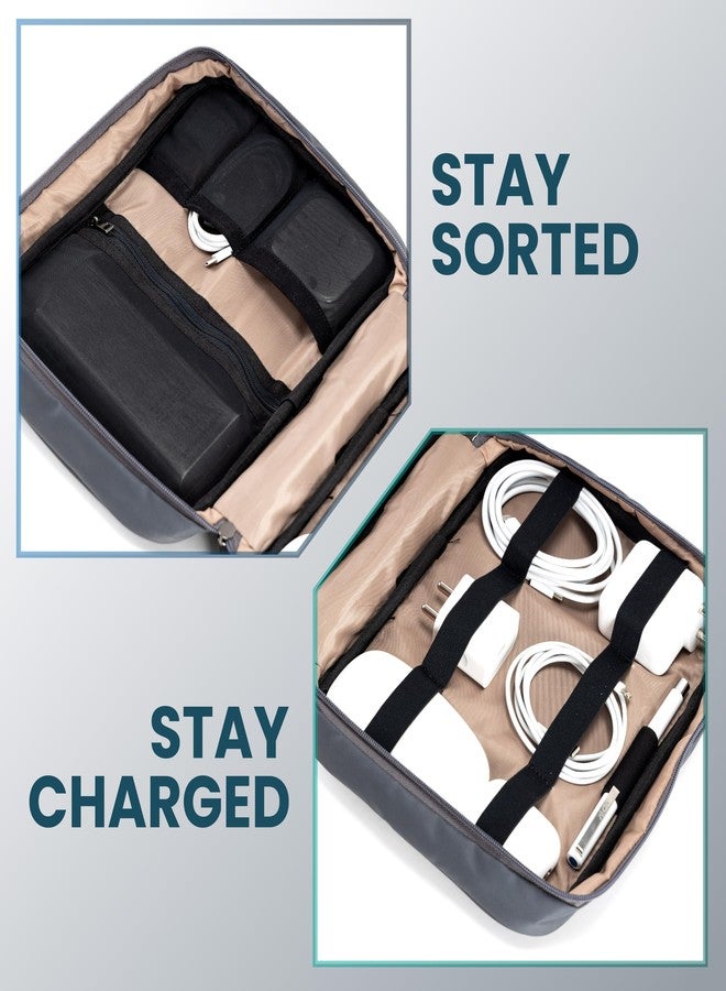 Tripole Electronics Organizer Portable Bag for Cables, Wires, Gadgets, SD Card | Travel & Daily Use | Men & Women (Black Emboss) - Image 4